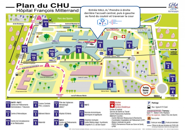 Plan d'accès CHU Dijon-Bourgogne